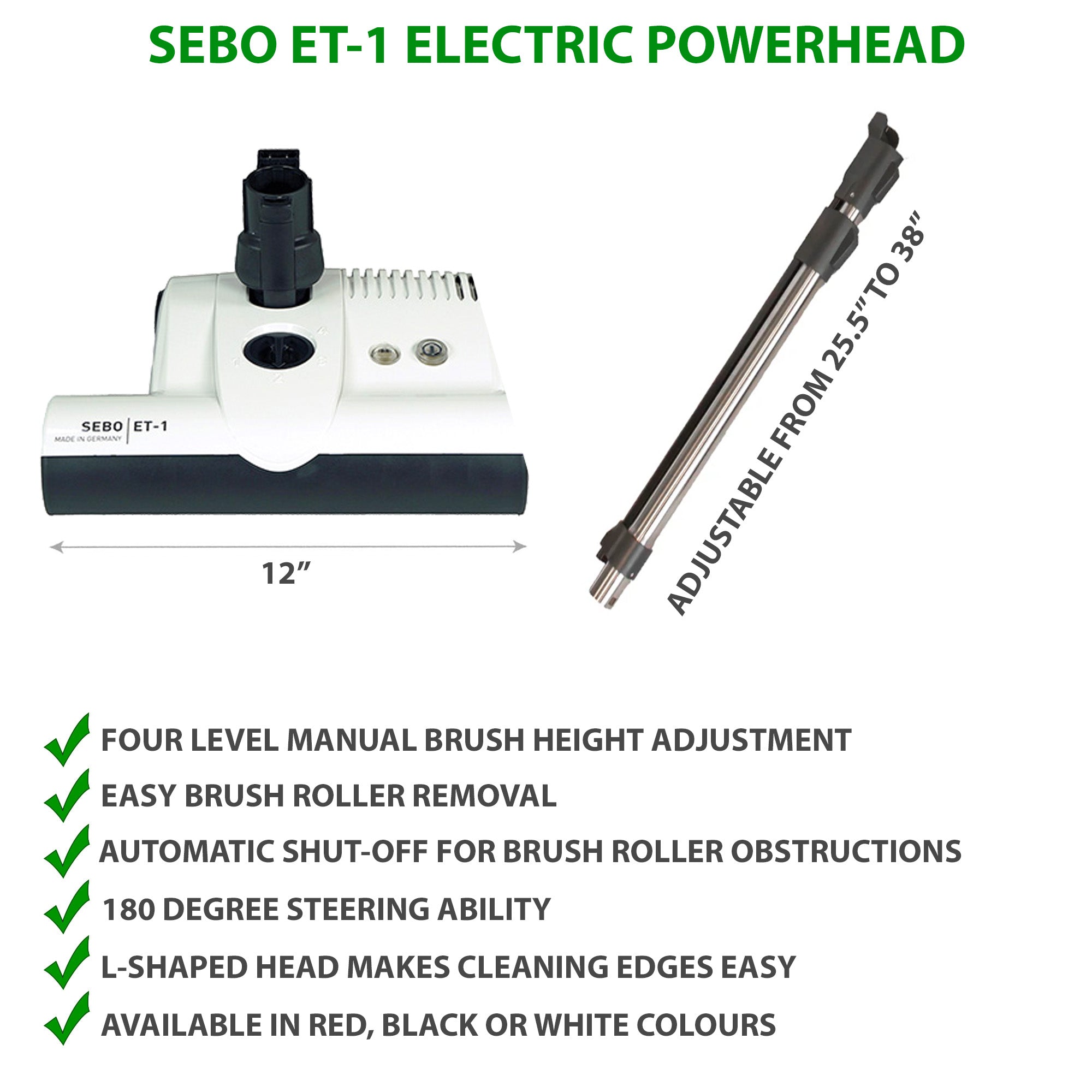 SEBO ET-1 Electric Power Head with Wand