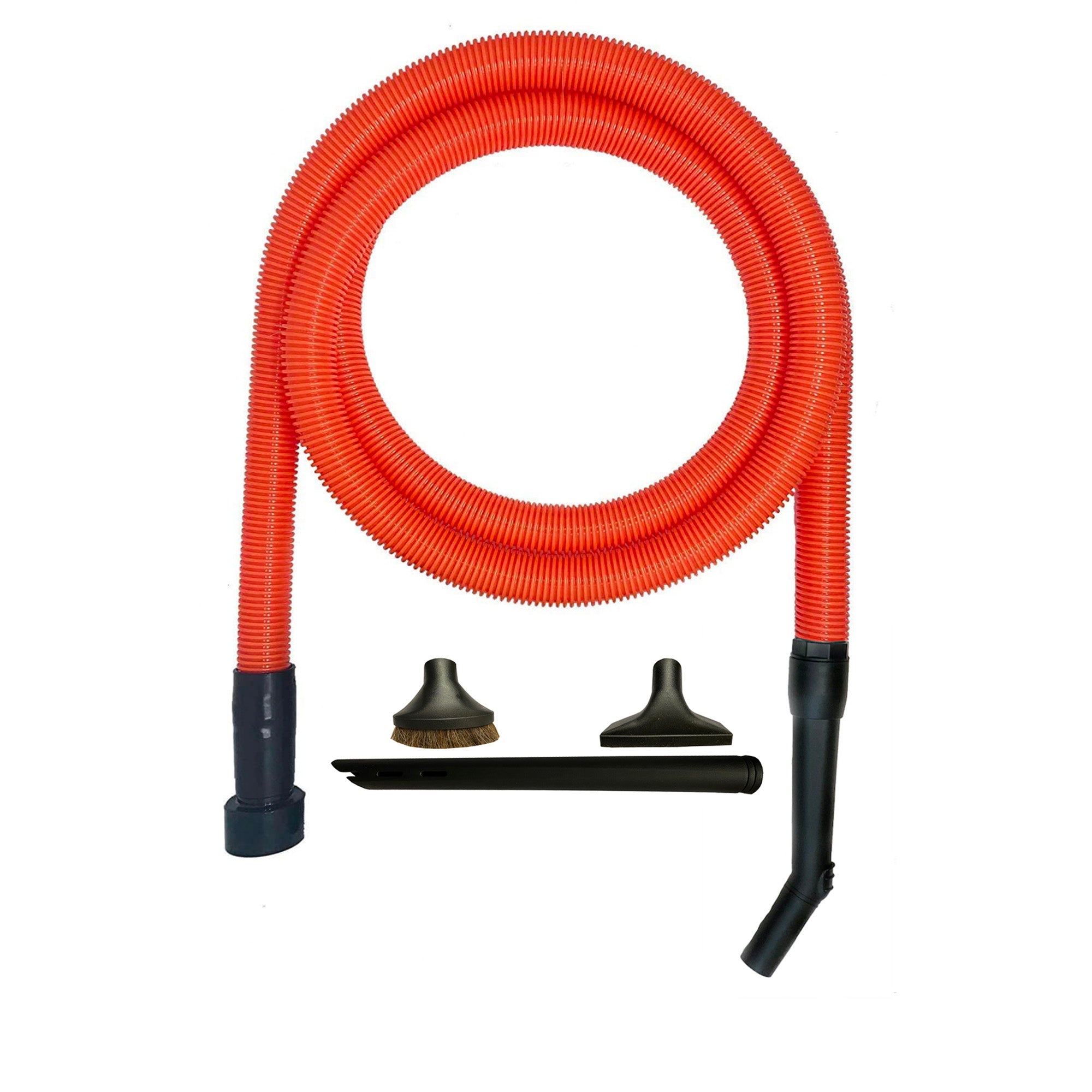 VPC Premium Wet Dry Shop Vacuum Extension Hose with Curved Handle with 3 Piece Deluxe Cleaning Attachments - Orange