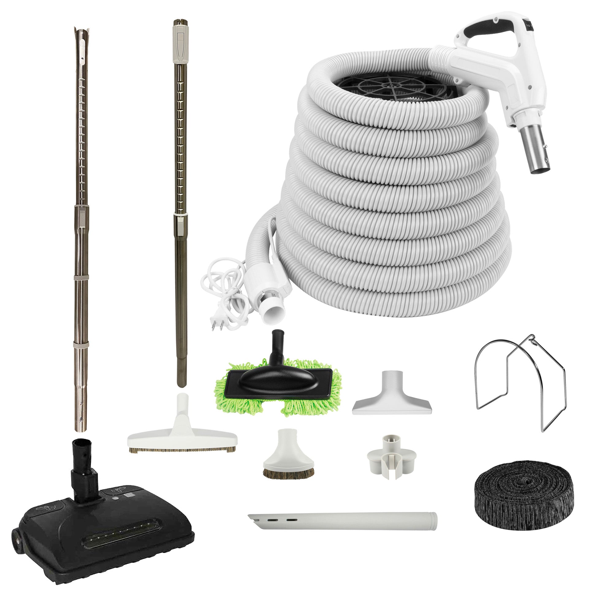 VPC Central Vacuum Accessory Kit with Telescopic Wand and Bonus Tools - White
