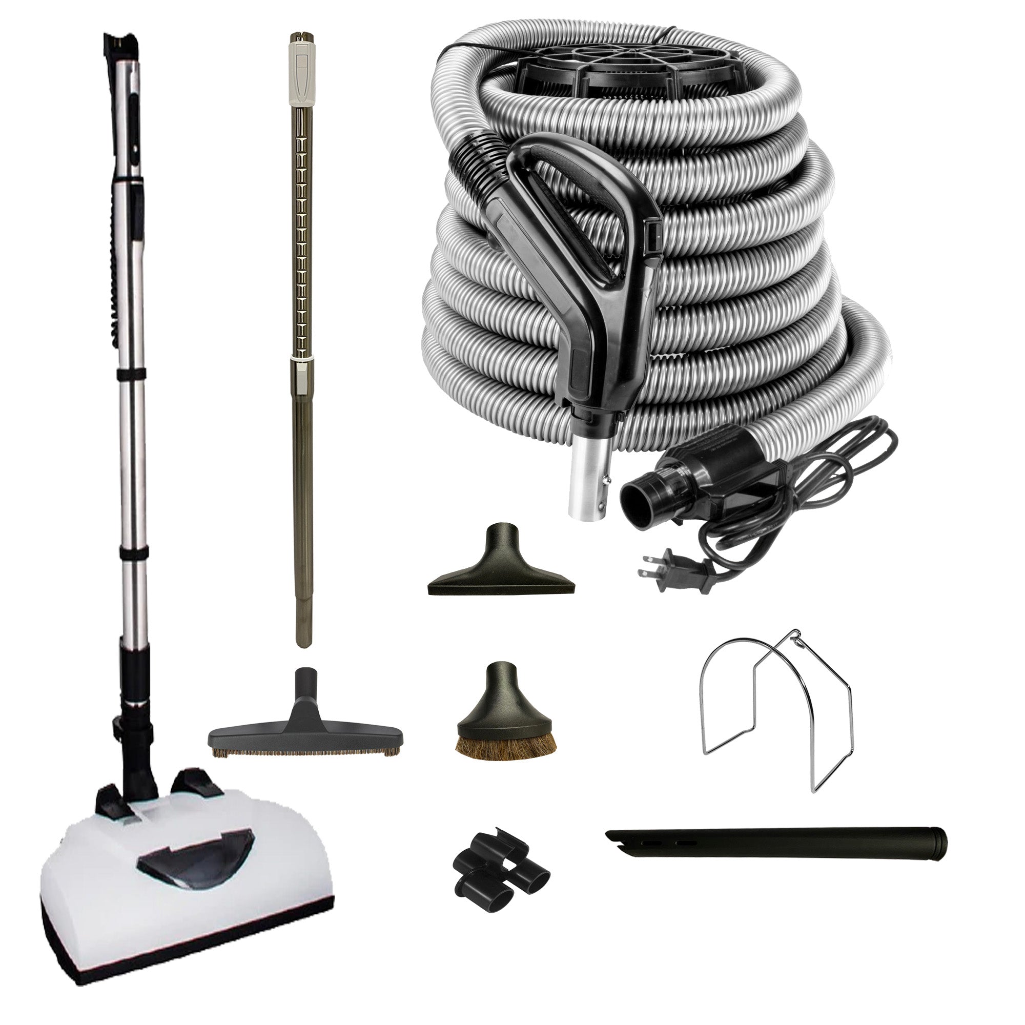 Wessel Werk Central Vacuum Accessory Kit with Telescopic Wand and Deluxe Tool Set - Black