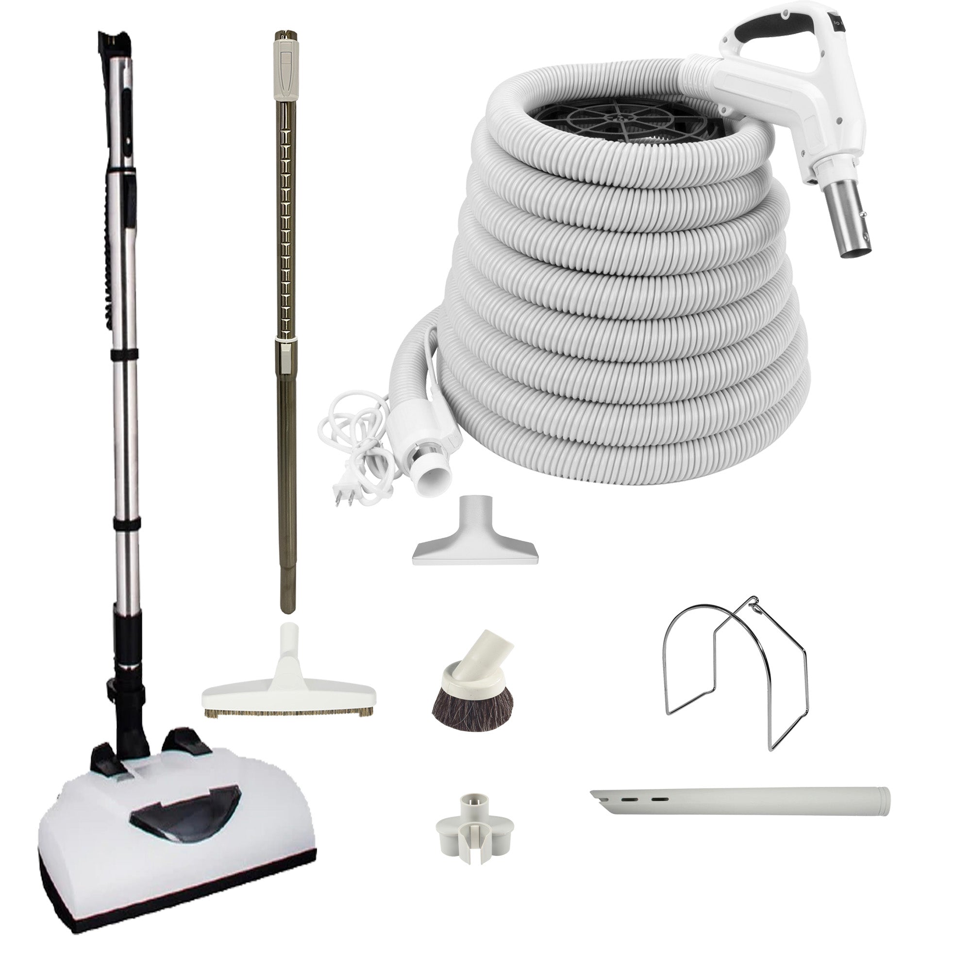 Wessel Werk Central Vacuum Accessory Kit with Telescopic Wand and Deluxe Tool Set - White