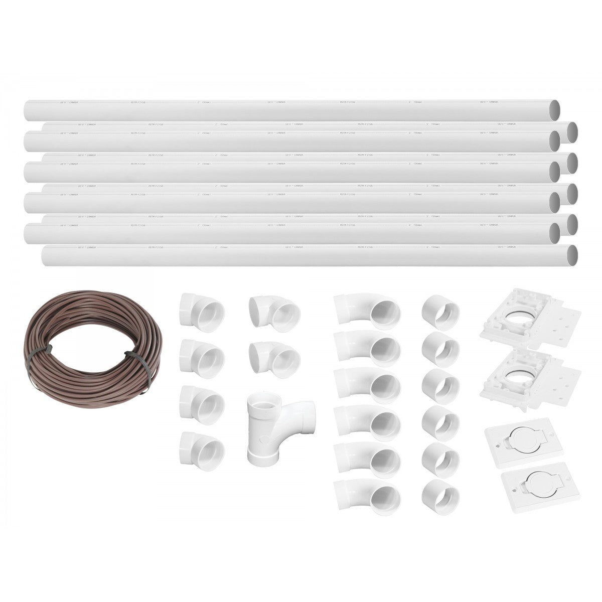 Installation Kit for Central Vacuum - 2 Inlets - 50' (15 m) Piping - with Accessories